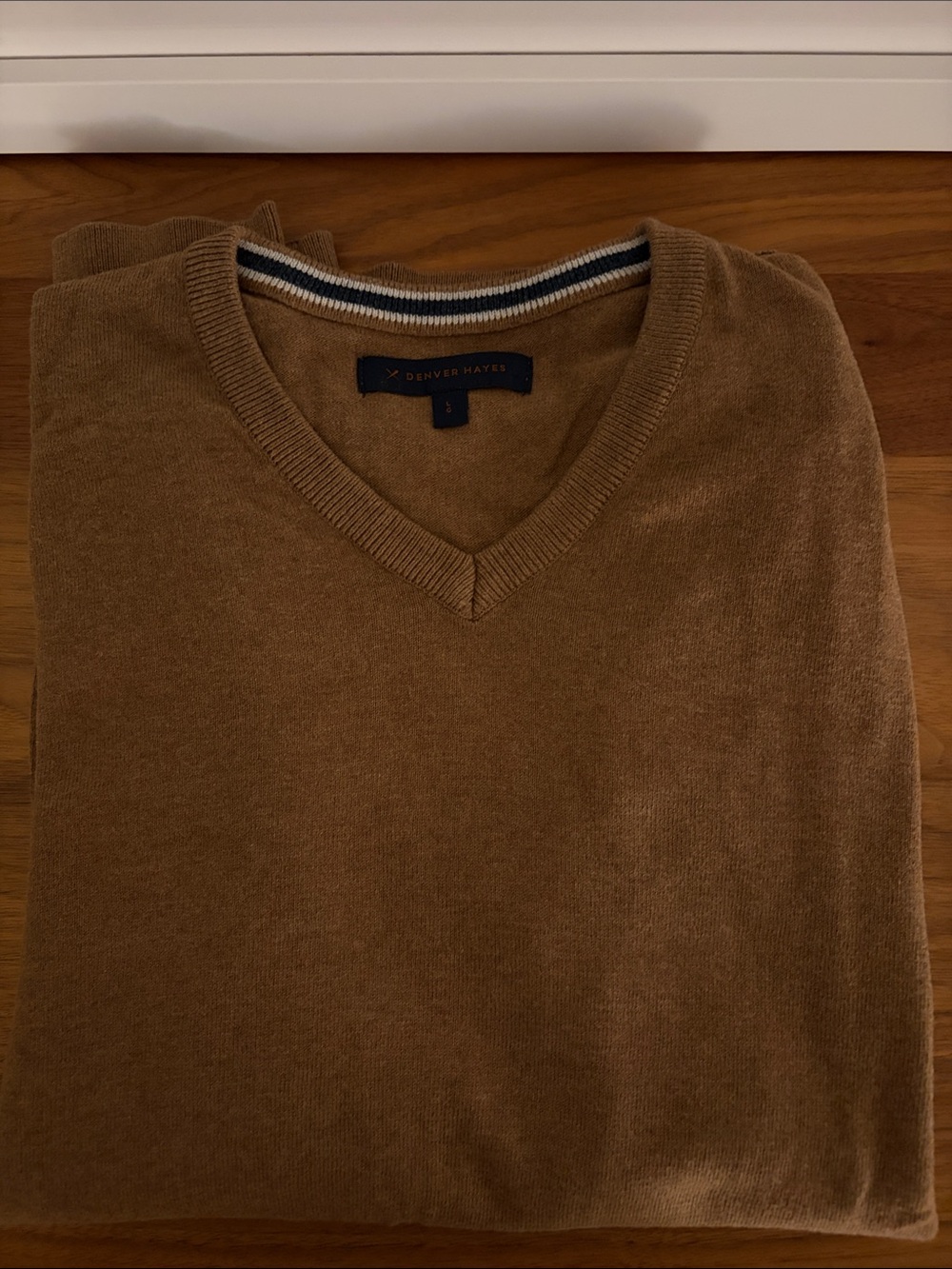 Denver Hayes Men's V-Neck Sweater in Camel Brown